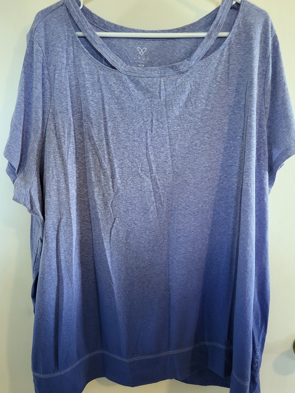LIVI Active Lane Bryant Short Sleeve Active Workout T-Shirt Top Blue Sz 26/28